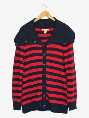 Banana Republic Cardigan Sweater XL Merino Wool Shawl Collar Stripedl
